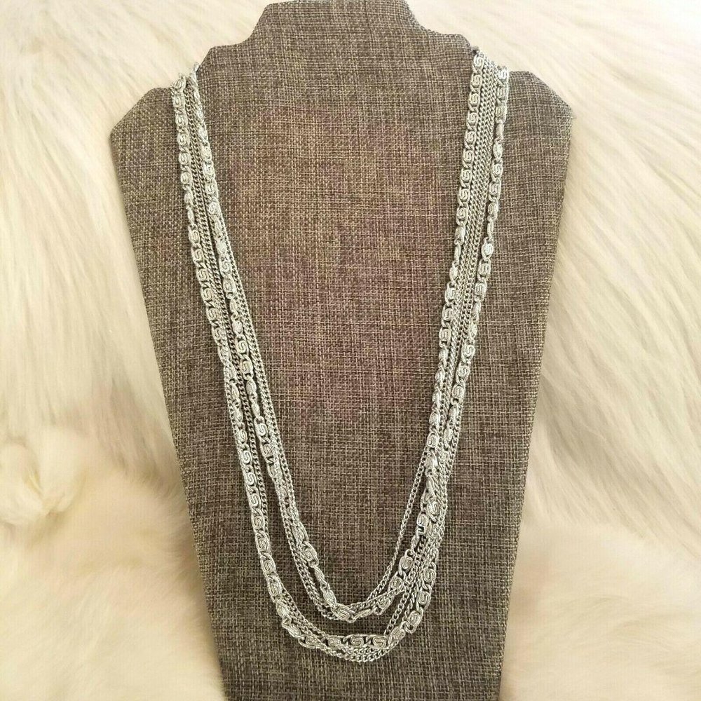 Vintage Statement Necklace 3 Strand Paperclip Germany Old Money Classy 1877